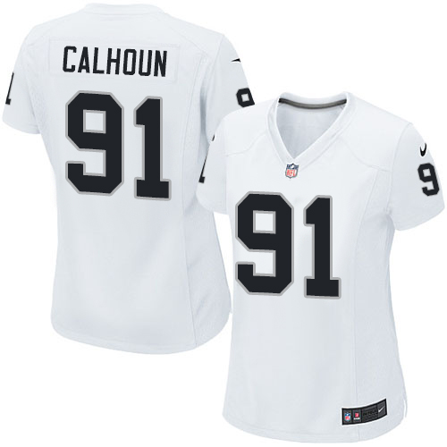 Women's Elite Shilique Calhoun Nike Jersey White Road - #91 NFL Oakland Raiders
